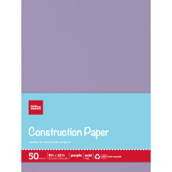 Office Depot® Brand Construction Paper, 9" x 12", 100% Recycled, Purple, Pack Of 50 Sheets