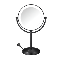 Conair® Halo Double-Sided Lighted Vanity Makeup Mirror, 8-1/2"H x 8-1/2"W x 8-1/2"D, Matte Black