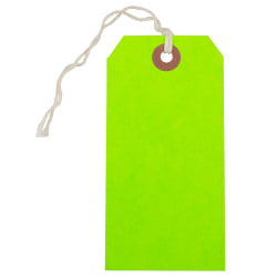 JAM Paper® Medium Gift Tags, 4-3/4" x 2-3/8", Neon Green, Pack Of 10 Tags