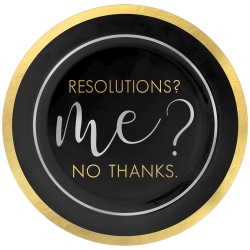 Amscan New Year's Eve No Resolutions Plastic Plates, 7-1/2", Black, Pack Of 20 Plates