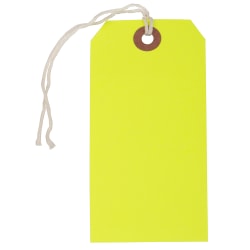 JAM Paper® Medium Gift Tags, 4-3/4" x 2-3/8", Neon Yellow, Pack Of 10 Tags