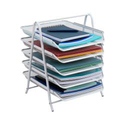 Mind Reader Network Collection 5-Tier Paper Tray File Storage, 14-1/2" H x 14" W x 11-3/4" D, White