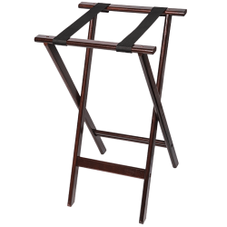 CSL Deluxe Wood Tray Stand, 30"H x 18-1/2"W x 17"D, Mahogany Finish/Black Straps