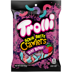 Trolli Very Berry Sour Brite Crawlers, 5 Oz, Pack Of 12 Candy Bags