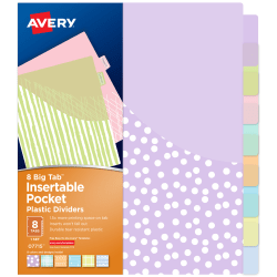 Avery® Insertable Big Tab™ Binder Dividers, 8 Tabs, Pastel Classic Designs
