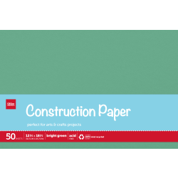 Office Depot® Brand Construction Paper, 12" x 18", 100% Recycled, Bright Green, Pack Of 50 Sheets