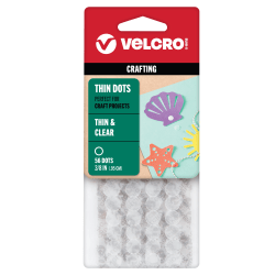 VELCRO Thin Clear Fasteners - Self-adhesive hook-and-loop fastener - circle - 0.35 in diameter - clear (pack of 56)