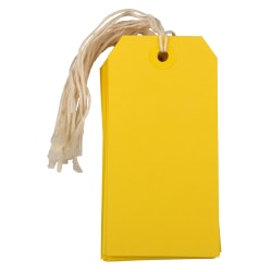 JAM Paper® Medium Gift Tags, 4-3/4" x 2-3/8", Yellow, Pack Of 10 Tags