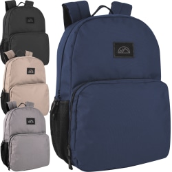 Mountain Edge Dome Backpacks With 17" Laptop Sleeves, Black/Gray/Navy/Tan, Total Qty 24