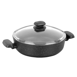 Korkmaz Ornella 2-Piece Aluminum Nonstick Low Casserole Dish With Lid, 4 Liter, Black