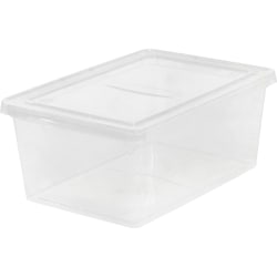 IRIS 17-quart Storage Box - External Dimensions: 17.5" Length x 12" Width x 17.5" Depth x 7" Height - 4.25 gal - Snap-in Lid Closure - Stackable - Plastic - Clear - For Scissors, Notebook, Office Supplies, Sweater, Purse, Towel, Stapler - 1 Each