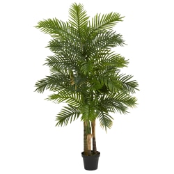 Nearly Natural Areca Palm 72"H Artificial Plant With Planter, 72"H x 22"W x 22"D, Green/Black