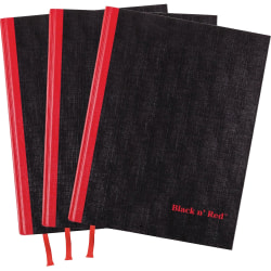 Black n' Red Casebound Hardcover Notebook 3-pack - Case Bound - 12" x 8.5"1.7" - Matte Cover - Hard Cover, Bleed Resistant, Ribbon Marker - 3 / Pack