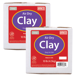 AMACO Air Dry Modeling Clay, Gray, 10 Lb Per Box, Set Of 2 Boxes