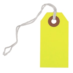 JAM Paper® Tiny Gift Tags, 3-3/8" x 2-3/4", Neon Yellow, Pack Of 10 Tags
