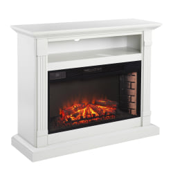 SEI Furniture Willarton Widescreen Electric Fireplace With Media Storage, 38-1/4"H x 45-1/2"W x 15-1/2"D, Light Gray