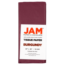 JAM Paper® Tissue Paper, 26"H x 20"W x 1/8"D, Burgundy, Pack Of 10 Sheets
