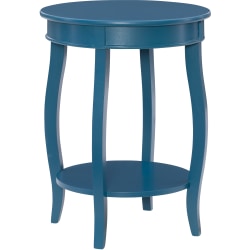 Powell Nora Round Side Table With Shelf, 24"H x 18"Dia., Teal
