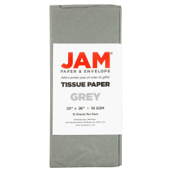 JAM Paper® Tissue Paper, 26"H x 20"W x 1/8"D, Gray, Pack Of 10 Sheets