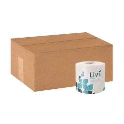 Livi Leaf VPG Bath Tissue - 2 Ply - 4.49" Width x 3.98" Length - 500 Sheets/Roll - White - Virgin Fiber - 80 / Carton