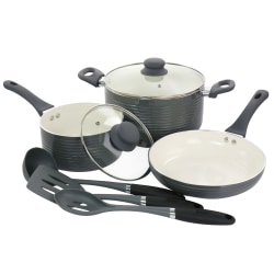Oster Ridge Valley 8-Piece Aluminum Non-Stick Cookware Set, Gray