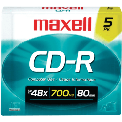 Maxell 40x CD-R Media - 700MB - 120mm Standard - 5 Pack
