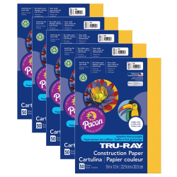 Pacon® Tru-Ray Construction Paper, 9" x 12", Gold, 50 Sheets Per Pack, Set Of 5 Packs