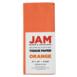 JAM Paper® Tissue Paper, 26"H x 20"W x 1/8"D, Orange, Pack Of 10 Sheets