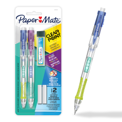 Paper Mate Clearpoint Mechanical Pencil, Color Block Edition, HB #2 Lead (0.7mm), Eraser/Refills, 5 Piece Set, 2221451