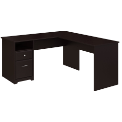 Bush Business Furniture Cabot L 60"W Shaped Corner Desk With Drawers, Espresso Oak, Standard Delivery