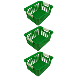 Romanoff Products Tattle Book Baskets, 6"H x 9-3/4"W x 12-1/4"D, Green, Pack Of 3 Baskets