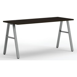 HON Mod Table Writing Desk, 60"W, Java Oak/Silver