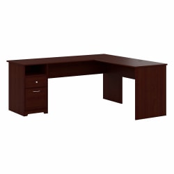Bush Business Furniture 72"W Cabot L Shaped Corner Desk With Drawers, Harvest Cherry, Standard Delivery