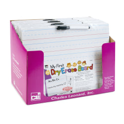 Charles Leonard 2-Sided Dry-Erase Lap Boards With Markers/Erasers, My First, 9" x 12", White, Pack Of 12 Boards