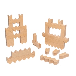 Educational Advantage ZigZag Blocks, Natural, Pre-K, Set Of 30 Blocks