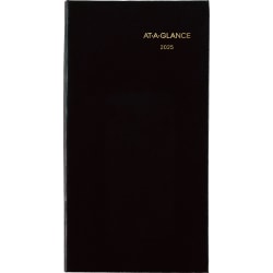 2025 AT-A-GLANCE® Fine Diary® Weekly/Monthly Diary, 3" x 6", Black, January To December, 720205