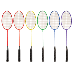 Champion Sports Badminton Racket Set, 26"H x 8"W x 1"D, Assorted Colors, Set Of 6 Rackets