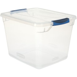 Rubbermaid® Cleverstore Storage Tote With Latching Lid, 30 Qt, 18-3/4" x 13-3/8" x 10-1/2", Clear