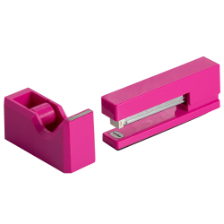 JAM Paper® 2-Piece Office And Desk Set, 1 Stapler & 1 Tape Dispenser, Fuchsia