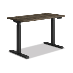 HON Coordinate Electric Adjustable Height Standing Desk, 58"W x 28"D, Florence Walnut/Black