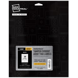 Avery® PermaTrack® Tamper-Evident Asset Tag Labels, 1-1/4" x 2-3/4", White, Pack Of 112