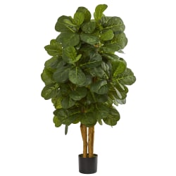 Nearly Natural Fiddle Leaf Fig 48"H Artificial Tree With Pot, 48"H x 26"W x 26"D, Green