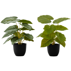 Monarch Specialties Priya 12-1/2"H Artificial Plants With Pots, 12-1/2"H x 12"W x 12"D, Green, Set Of 2 Plants