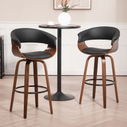 Glamour Home Beale Faux Leather Barstool With Back, Black/Brown