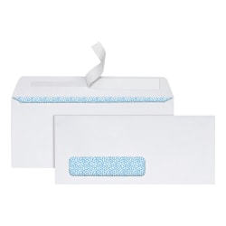 Office Depot® Brand #10 Security Envelopes, Left Window, 4-1/8" x 9-1/2", Clean Seal, White, Box Of 500 Envelopes