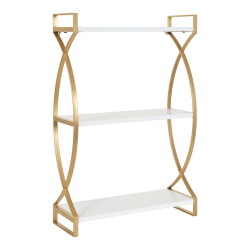 Kate and Laurel Arietta Tiered Shelves, 28"H x 18"W x 6-1/2"D, White/Gold
