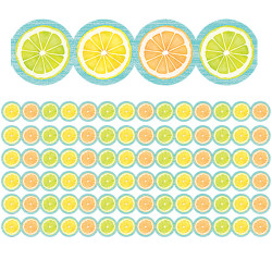 Teacher Created Resources® Die-Cut Border Trim, Lemon Zest Citrus Slices, 35’ Per Pack, Set Of 6 Packs