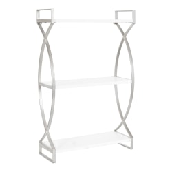 Kate and Laurel Arietta Tiered Shelves, 28"H x 18"W x 6-1/2"D, White/Silver