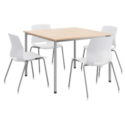 KFI Studios Dailey Square Dining Set, Natural/Silver/White