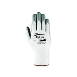 Ansell HyFlex Foam Nitrile-Coated Gloves, Size 9, Gray/White